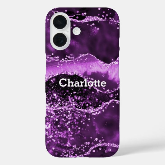 Coques Case-Mate iPhone Nom de marbre rose agate violet (Verso)