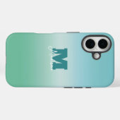 Coques Case-Mate iPhone Nom de monogramme à dégradé de eaux tropicales  (Verso (horizontal))
