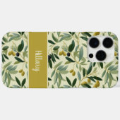 Coques Case-Mate iPhone Nom de monogramme de branche d'olivier (Verso (horizontal))