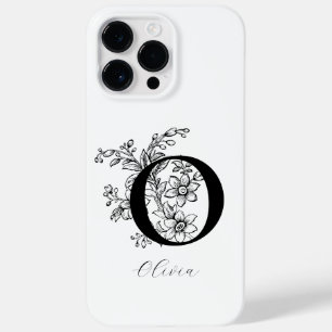 Coque Pour Pour iPhone 14 Pro Max Nom de monogramme de lettre botanique vintage O