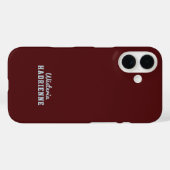 Coques Case-Mate iPhone Nom de monogramme de sport bleu burgundy foncé mod (Verso (horizontal))