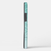 Coques Case-Mate iPhone Nom de monogramme pailleté sarcelle féminin (Verso / Droite)