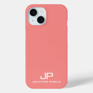 Coque Pour iPhone 15 Nom de monogramme personnalisé Modèle rose