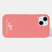 Coques Case-Mate iPhone Nom de monogramme personnalisé Modèle rose (Verso (horizontal))