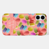 Coques Case-Mate iPhone Nom de monogramme Rainbow Macaron Motif de cookies (Verso (horizontal))