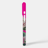 Coques Case-Mate iPhone Nom de monogramme rose chaud gras aquarelle floral (Verso / Gauche)