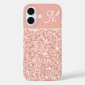 Coques Case-Mate iPhone nom de monogramme tendance fille rose poudré scint (Verso)