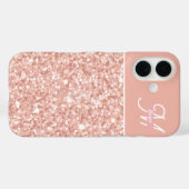 Coques Case-Mate iPhone nom de monogramme tendance fille rose poudré scint (Verso (horizontal))