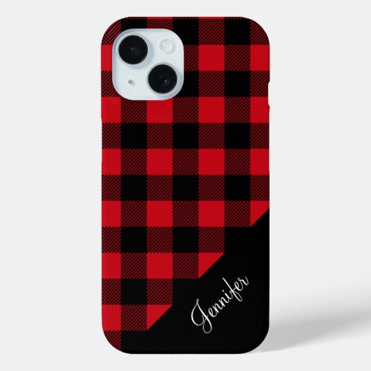 Coques Case-Mate iPhone Nom de motif carreaux rouge moderne (Verso)