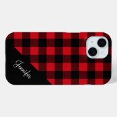 Coques Case-Mate iPhone Nom de motif carreaux rouge moderne (Verso (horizontal))