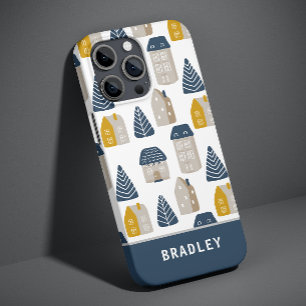 Coque Pour iPhone 14 Nom de motif de maison minimaliste d'aquarelle mod
