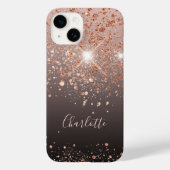 Coques Case-Mate iPhone Nom de parties scintillant en or rose noir (Verso)