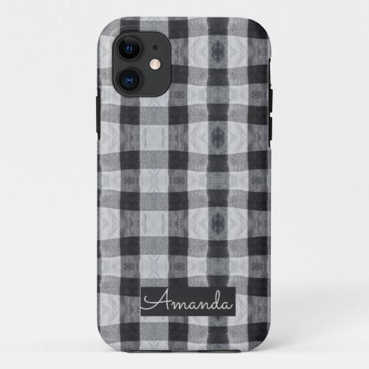 Coques Case-Mate iPhone nom de plaid de buffle noir et blanc (Dos)