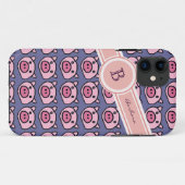 Coques Case-Mate iPhone nom de porc mignon initial (Dos (Horizontal))