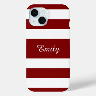 Coque Pour iPhone 15 Nom de rayures rouges modernes