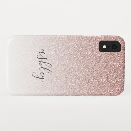 Coques Case-Mate iPhone Nom de script chic Parties scintillant rose Ombre  (Dos (Horizontal))