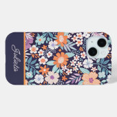 Coques Case-Mate iPhone Nom de script de motif floral luxuriant botanique (Verso (horizontal))