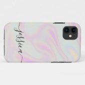 Coques Case-Mate iPhone Nom de script élégant holographique (Dos (Horizontal))