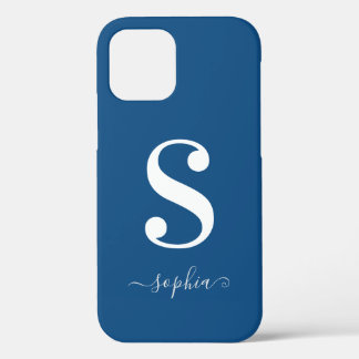 Case-Mate iPhone Case Nom de script gris monogramme blanc minimal sur bl