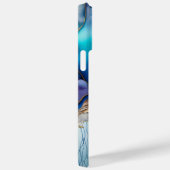 Coques Case-Mate iPhone Nom de script Marbre Bleu Aqua Or (Verso / Droite)