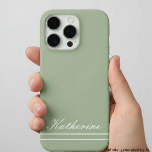Coques iPhone 16 Pro Nom de script Minimaliste Eucalyptus Vert