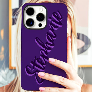 Coques iPhone 16 Pro Max Nom de script minimaliste violet moderne