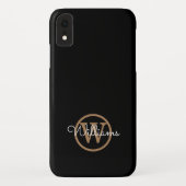 Coques Case-Mate iPhone Nom de script monogramme noir or moderne (Dos)