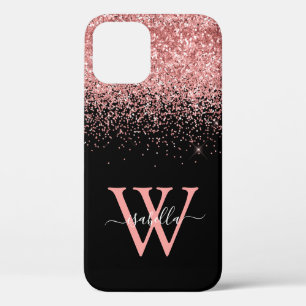 Case-Mate iPhone Case Nom de script Paillettes Noir Rose