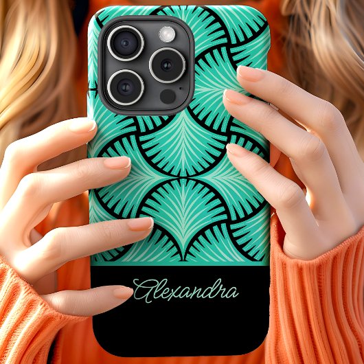 Coques Case-Mate iPhone Nom de script Palmiers Gatsby Rétro Noir et Sarcel