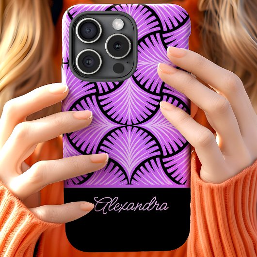 Coques Case-Mate iPhone Nom de script Palmiers Gatsby Rétro Noir Violet 19