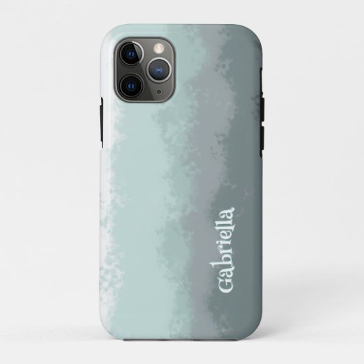 Coques Case-Mate iPhone Nom de script simple ombre turquoise moderne ligne (Dos)