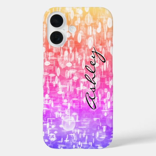 Coques Case-Mate iPhone Nom de script sur sequins arc-en-ciel (Verso)