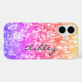 Coques Case-Mate iPhone Nom de script sur sequins arc-en-ciel (Verso (horizontal))