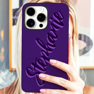 Coques iPhone 16 Pro Max Nom de style minimaliste violet moderne