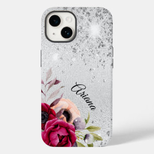 Coque Pour iPhone 14 Nom des fleurs bourguignonnes argentées