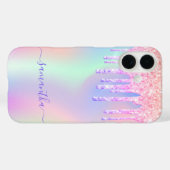 Coques Case-Mate iPhone Nom des gouttes violet rose holographique (Verso (horizontal))