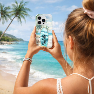 Coques iPhone 16 Pro Nom des palmiers de plage de surbord