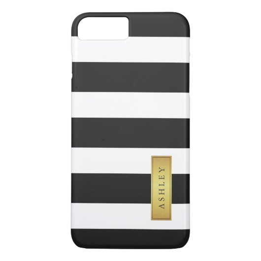 Coques Case-Mate iPhone Nom d'étiquette blanc noir classique d'or de motif (Dos)