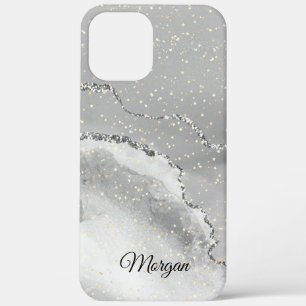 Case-Mate iPhone Case Nom DIY Black & White Agate argentée et Étoiles do