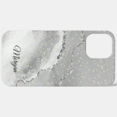 Coques Case-Mate iPhone Nom DIY Black & White Agate argentée et Étoiles do (Verso / Droite)