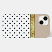 Coques Case-Mate iPhone Nom d'or glamour Champagne's & White Black Dot (Verso (horizontal))