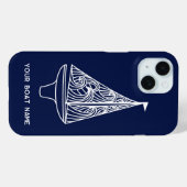 Coques Case-Mate iPhone Nom du bateau à voiles Nautique Marine Bleue (Verso (horizontal))