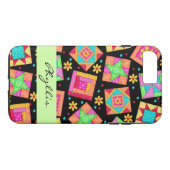 Coques Case-Mate iPhone Nom du bloc de surface composée de Patchwork noir  (Dos (Horizontal))