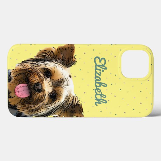 Coques Case-Mate iPhone Nom du chien jaune mignon Chic Glam Terrier (Verso (horizontal))