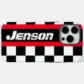 Coques Case-Mate iPhone Nom du drapeau à damiers sport automobile de cours (Verso (horizontal))
