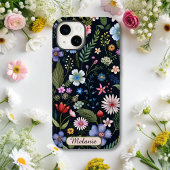 Coques Case-Mate iPhone Nom du Fleur sauvage Floral Noir mignon