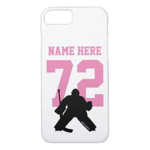 Case-Mate iPhone Case Nom du gardien de hockey personnalisé Numéro rose