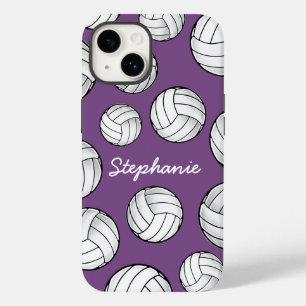 Coques Pour iPhone Nom du joueur personnalisé Volleyball violet