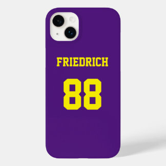 Coque Pour iPhone 14 Plus Nom du maillot jaune et pourpre