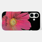 Coques Case-Mate iPhone Nom du monogramme Aquarelle florale Noir Rouge Élé (Verso (horizontal))